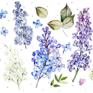 Set of 6 Watercolor Patterns in Pretty Lilac Shade