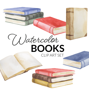 Books Clipart. Watercolor Books Clipart