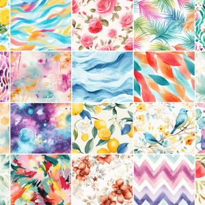 Watercolor seamless patterns set