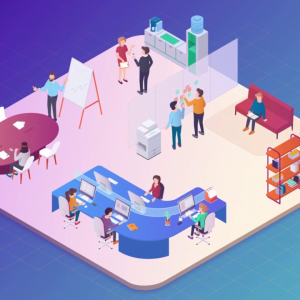 5 Digital Shift in Business Isometric Scenes