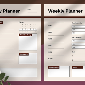 Brown Swiss Style Planners Set
