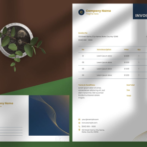 Blue Gradient Style Stationery Set Template